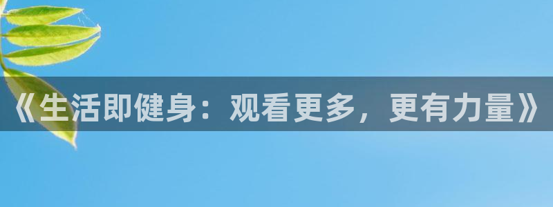 3377体育网页登录入口：《生活即健身：观看更多，更有力量》
